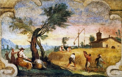 Żniwa, fresk Giovanniego Francesco Barbieri, znany jako il Guercino (1591-1666). autorstwa Guercino