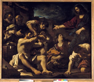Zmartwychwstanie Łazarza. Obraz Giovanniego Francesco Barbieri Guerchin w Il Guercino (1591-1666). 1619 niedz. 2,01x2,33 m² autorstwa Guercino