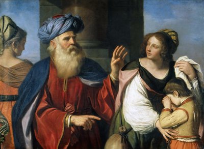 Abraham wyrzucający Hagar i Ismaela, 1657. autorstwa Guercino