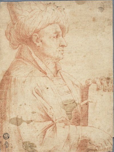 Popiersie mężczyzny w turbanie z książką autorstwa Guercino