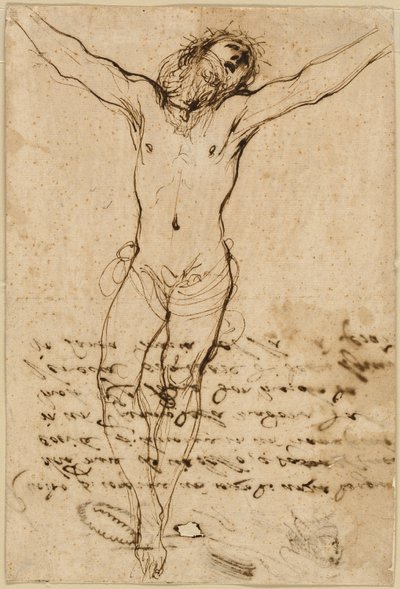 Chrystus na krzyżu: Studium ukrzyżowania ze świętymi autorstwa Guercino