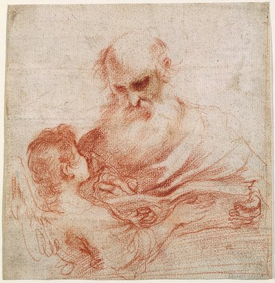 Ewangelista Mateusz z aniołem autorstwa Guercino