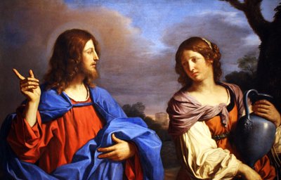 Włoski:  Cristo e la Samaritana al pozzo Chrystus i kobieta z Samarii przy studni autorstwa Guercino