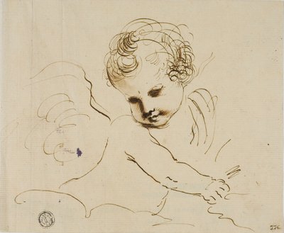 Putto w chmurach autorstwa Guercino