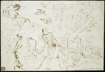 Ofiara Izaaka (recto); Sen Jakuba (verso) autorstwa Guercino