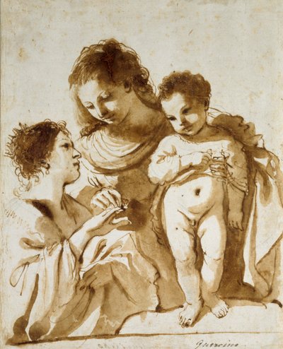 Mistyczne zaślubiny św Katarzyny, 1618-1619 autorstwa Guercino