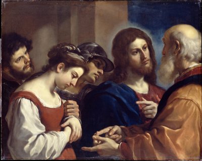 Kobieta pociągnięta do cudzołóstwa autorstwa Guercino