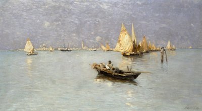 Żaglówki w lagunie weneckiej autorstwa Guglielmo Ciardi