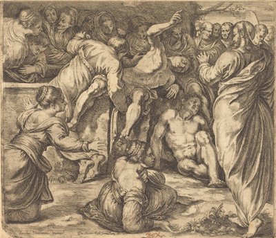 Wskrzeszenie Łazarza autorstwa Guglielmo Cortese after Tintoretto