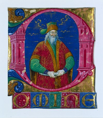 Inicjał D[omine] z księgi chóralnej: Król Salomon, ok. 1930 r. 1470-1480. autorstwa Guglielmo Giraldi del Magri [or del