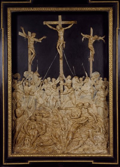 Ukrzyżowanie, przypisywane Guglielmo della Porta (1515-1577), płaskorzeźba woskowa, Włochy autorstwa Guglielmo della Porta