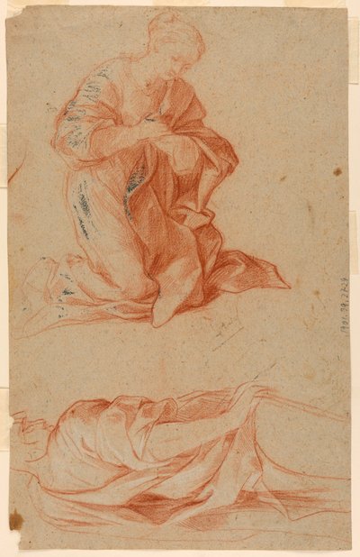 Rysunek, Studium Matki Boskiej i stojącego mężczyzny, ok. 1660 r. autorstwa Gugliemo Cortese
