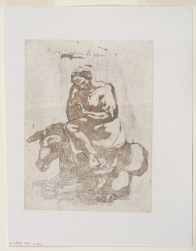 Acidia vestita di nero - Leniwiec siedzący na ośle, ok. 1793 (druk czarnofigurowy i akwatinta) autorstwa Guido (after) Reni