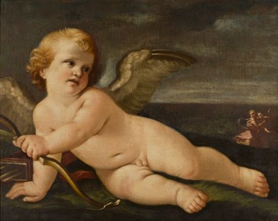 Kupidyn z łukiem, ok. 1595-1642 (olej na płótnie) autorstwa Guido (follower of) Reni