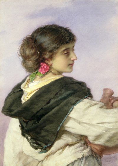 Młody nosiciel wody, 1870 (wc i kolor nadwozia na papierze) autorstwa Guido Bach