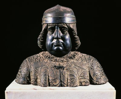 Popiersie Alfonsa Aragońskiego, ok. 1490, autorstwa Guido Mazzoniego (ok. 1450-1518), rzeźba z brązu, wysokość 42 cm, Włochy autorstwa Guido Mazzoni