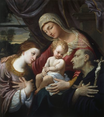 Madonna z Dzieciątkiem i świętymi, Guido Reni (1575-1642), olej na płótnie autorstwa Guido Reni