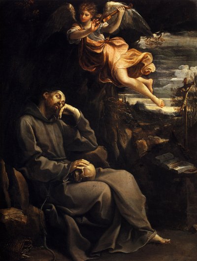 Św. Franciszek Pocieszany Muzycznym Aniołem, 1606-1607. autorstwa Guido Reni