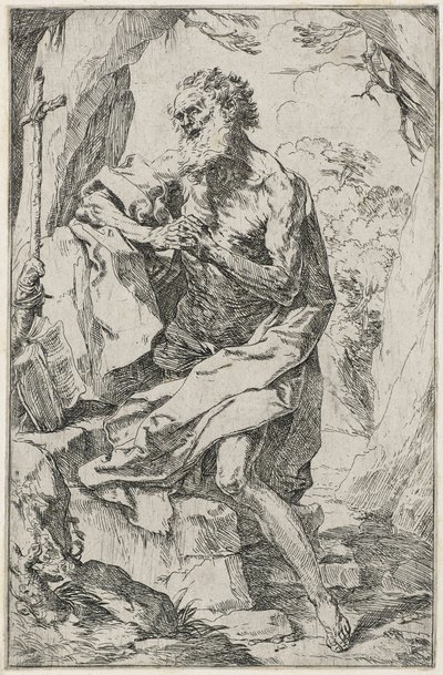 Święty Hieronim (akwaforta na papierze wykładanym) autorstwa Guido Reni