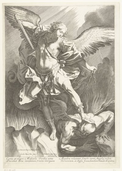 Archanioł św. Michał pokonujący Diabła, ryty Pieter de Bailliu, 1623-60 autorstwa Guido Reni