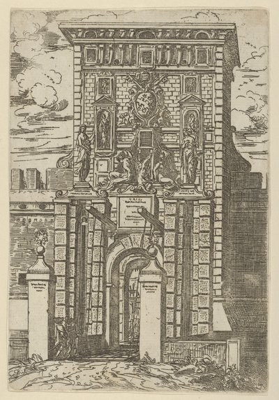 Porta Galliera, brama wjazdowa do Bolonii i most zwodzony z tymczasowymi dekoracjami..., 1598. autorstwa Guido Reni