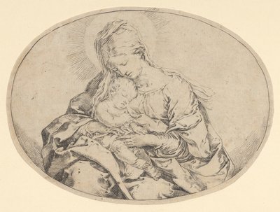 Matka Boska trzymająca Dzieciątko Chrystus, kompozycja owalna, ok. 1900 r. 1600-1640. autorstwa Guido Reni