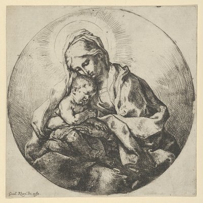 Dziewica trzymająca Dzieciątko Chrystus z palcami prawej ręki schowana, a…, ok. 1600-1640. autorstwa Guido Reni