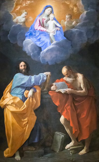 Dziewica w chwale ze świętymi Tomaszem i Hieronimem (olej na płótnie) autorstwa Guido Reni