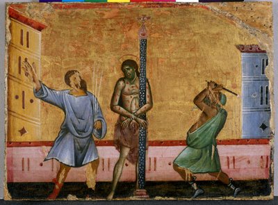 Biczowanie Chrystusa (tempera na drewnie) autorstwa Guido da Siena