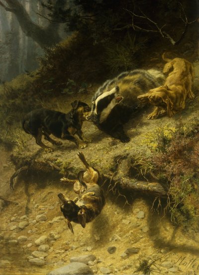 Jamniki na borsuku, 1882 autorstwa Guido von Maffei
