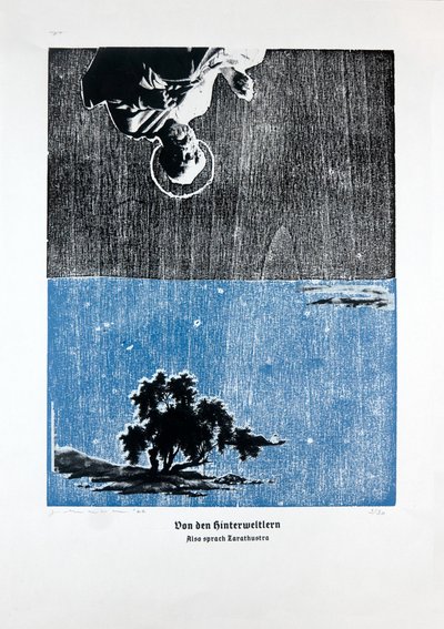 On The Afterwordly, Thus Spoke Zarathustra, 2023 (drzeworyt i sitodruk) autorstwa Guilherme Pontes