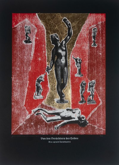 On The Despisers Of The Body, Thus Spoke Zarathustra, 2023 (drzeworyt i sitodruk) autorstwa Guilherme Pontes