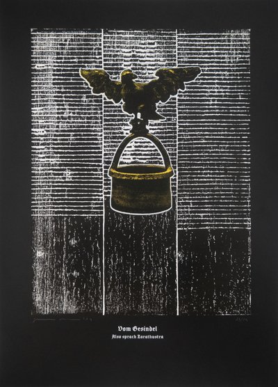 On The Rabble, Thus Spoke Zarathustra, 2024 (drzeworyt i sitodruk) autorstwa Guilherme Pontes
