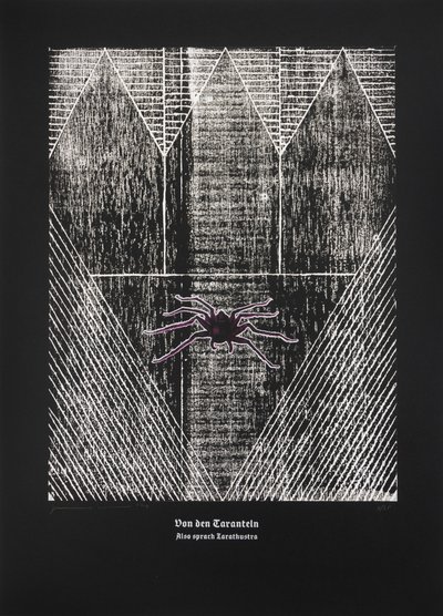 On The Tarantula, Thus Spoke Zarathustra, 2024 (drzeworyt i sitodruk) autorstwa Guilherme Pontes