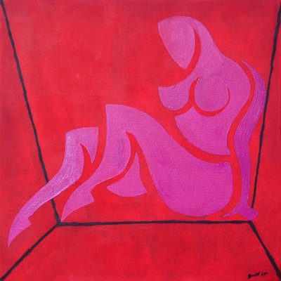Study for Figure in Cubic Space, 2015 (olej na płótnie) autorstwa Guilherme Pontes