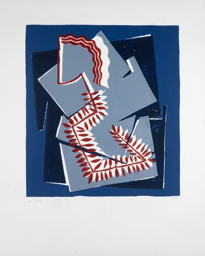 Kobieta z paprocią nr 2, 2019 (linoryt) autorstwa Guilherme Pontes