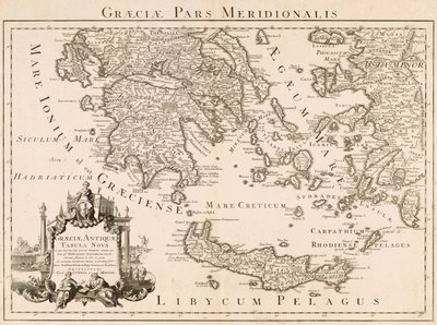 Mapa starożytnej Grecji i części Turcji (grawerowanie) autorstwa Guillaume (after) Delisle