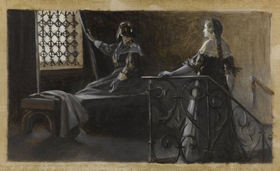 Ethel i zawoalowana kobieta, ok. 1889 (olej na płótnie) autorstwa Guillaume Albert Demarest