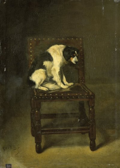 Pies na krześle autorstwa Guillaume Anne van der Brugghen