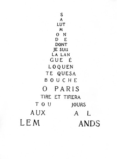Kaligram wieży Eiffla autorstwa Guillaume Apollinaire