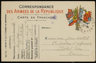 Pocztówka do Jeana Molleta, 1915 autorstwa Guillaume Apollinaire