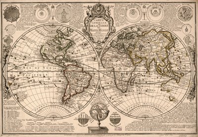 Carte generale de la terre - ou mappe monde auec les quatre principau  sistemes  les figures des sept planetes le tout selon les nouvelles obseruations. LOC 2017585685 autorstwa Guillaume Danet