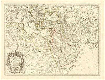 Mapa 1701 - Mapa Turcji, Arabii i Persji autorstwa Guillaume Delisle