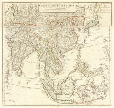 Mapa z 1705 roku - Mapa Indii i Chin autorstwa Guillaume Delisle