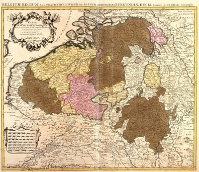 Mapa katolickich Holandii (Belgia i Luksemburg) (akwaforta autorstwa Guillaume Delisle