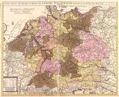 Mapa dróg i posterunków Niemiec (akwaforta) autorstwa Guillaume Delisle