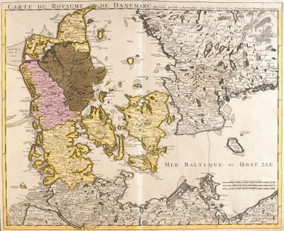 Mapa Królestwa Danii (akwaforta autorstwa Guillaume Delisle