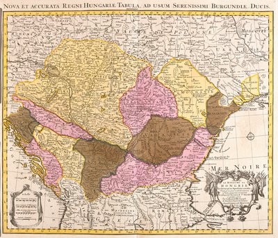 Mapa Królestwa Węgier (akwaforta autorstwa Guillaume Delisle