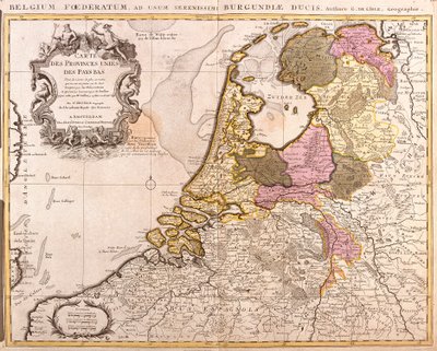 Mapa Zjednoczonych Prowincji Niderlandów (akwaforta) autorstwa Guillaume Delisle