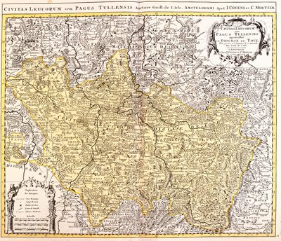 Mapa diecezji Toul (Lotaryngia, Francja) (akwaforta autorstwa Guillaume Delisle